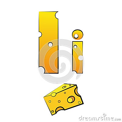 I, swiss vector Alphabet made of Cheese Vector Illustration